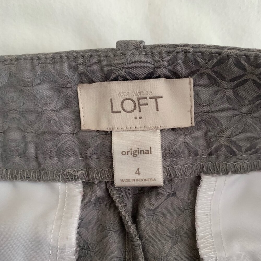 Loft Crop Pants Size 4 Gray Pockets Geometric Print NWOT - Picture 6 of 7